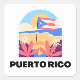 Puerto Rico Landschaftsaufkleber Quadratischer Aufkleber