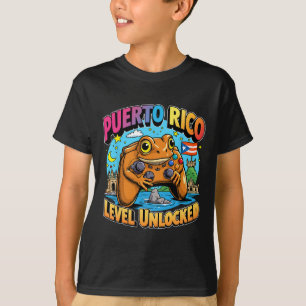 Puerto Rico Level freigeschaltet Gamer Coqui Frosc T-Shirt