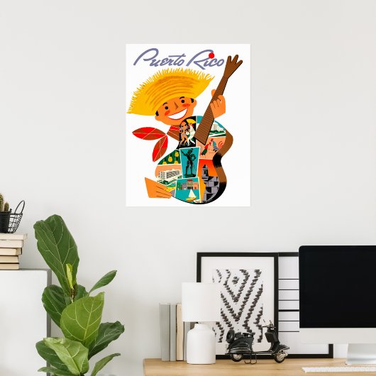 Puerto Rico, Mann mit Gitarre Poster (Heimbüro)