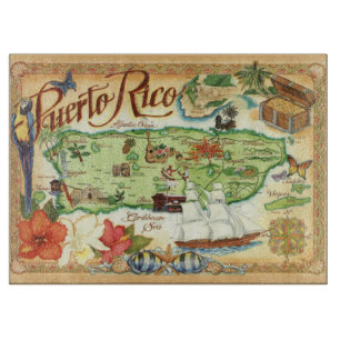 Puerto Rico Map Cutting Board Schneidebrett