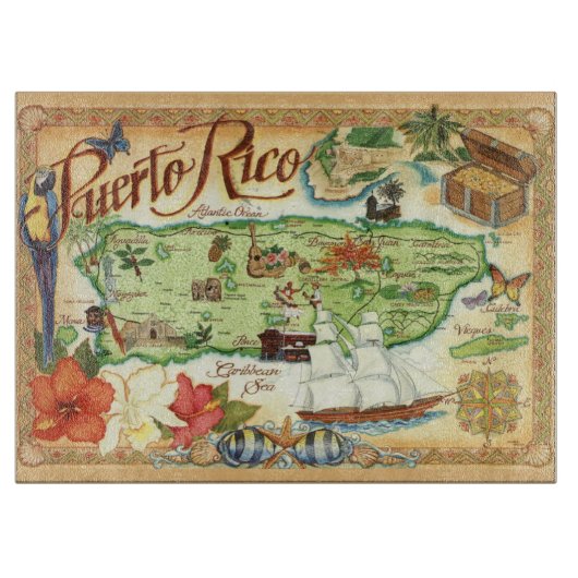 Puerto Rico Map Cutting Board Schneidebrett (Vorderseite)