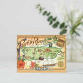 Puerto Rico Map Postcard Postkarte (Stehend Vorderseite)