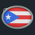 Puerto Rico Ovale Gürtelschnalle<br><div class="desc">Flagge von Puerto Rico</div>