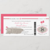 Puerto Rico Palm Tree Wedding Boarding Pass Einladung (Vorne/Hinten)