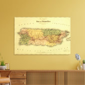 Puerto Rico Panoramablick Karte Puerto Rico Leinwanddruck (Insitu (Wohnzimmer))