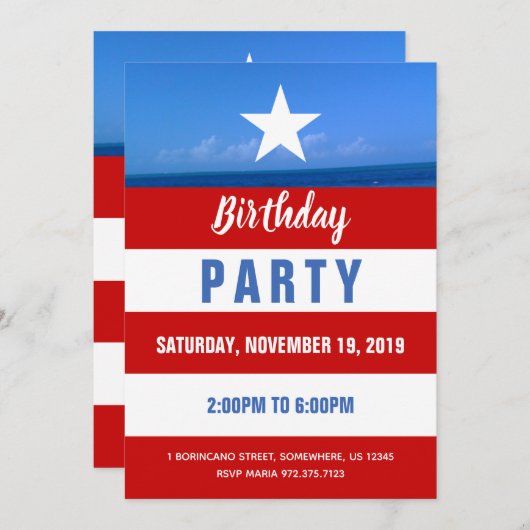 Puerto Rico Party Einladung (Vorne/Hinten)