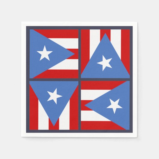 Puerto Rico Party Thema: Kühle Flag Square Muster Serviette (Vorderseite)