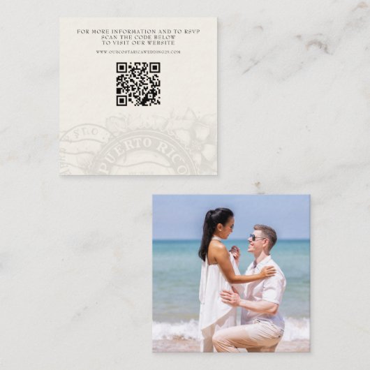 Puerto Rico Passport Wedding QR Begleitkarte (Vorne/Hinten)