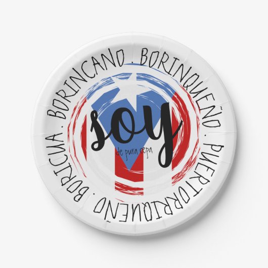 Puerto Rico Patriotic De Pura Cepa Pappteller (Vorderseite)