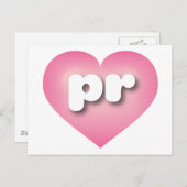 Puerto Rico Pink Fade Heart - I Liebe PR Postkarte (Vorne/Hinten)