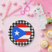 Puerto Rico Plate, Büffel kariert, Puerto Rico Fla Pappteller (Party)