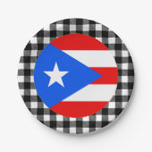 Puerto Rico Plate, Büffel kariert, Puerto Rico Fla Pappteller (Vorderseite)