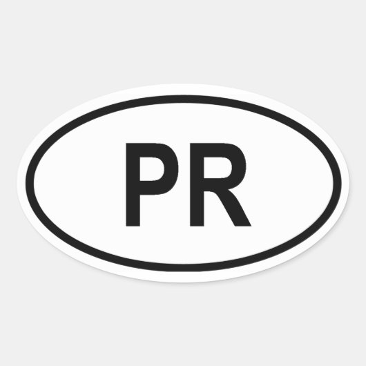 Puerto Rico "PR" Ovaler Aufkleber (Vorderseite)