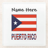 Puerto Rico Puerto Rico Flag Blau Personalisierung Glasuntersetzer (Vorderseite)
