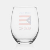 Puerto Rico Puerto Rico Flag Blau Personalisierung Weinglas Ohne Stiel (Rückseite)