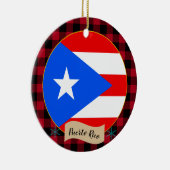Puerto Rico, Red Buffalo kariert & Puerto Rico Fla Keramik Ornament (Rechts)