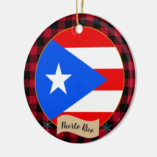 Puerto Rico, Red Buffalo kariert & Puerto Rico Fla Keramik Ornament (Links)