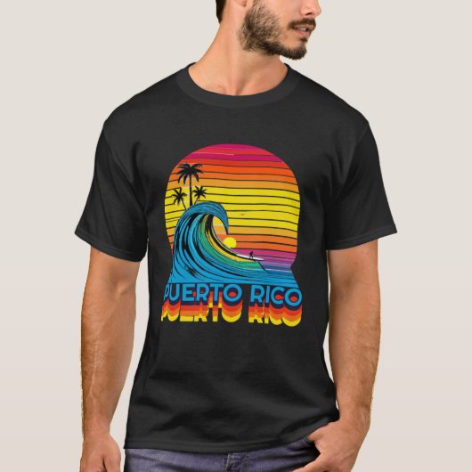 Puerto Rico Retro Throwback Surf & Beach Souvenir T-Shirt (Vorderseite)