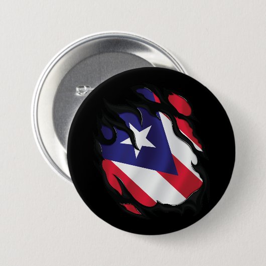 Puerto Rico Ripped Flag Button (Vorne & Hinten)