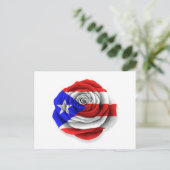 Puerto-Rico-Rose-Flag auf Weiß Postkarte (Stehend Vorderseite)