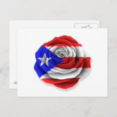 Puerto-Rico-Rose-Flag auf Weiß Postkarte (Vorne/Hinten)