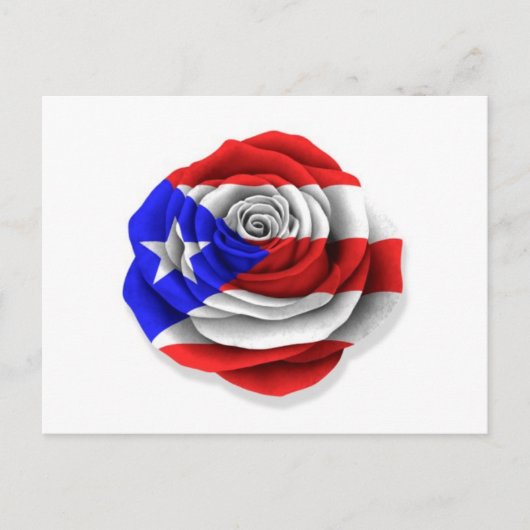 Puerto-Rico-Rose-Flag auf Weiß Postkarte (Vorderseite)