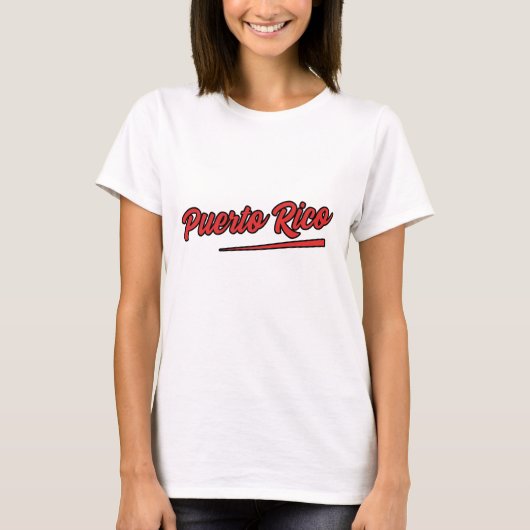 Puerto Rico Rote Typografie T-Shirt (Vorderseite)