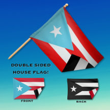 Puerto Rico/Schwarz & Weiß Doppelhaus Flaggen