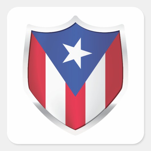 Puerto Rico Silberschildflagge Quadratischer Aufkleber (Vorderseite)