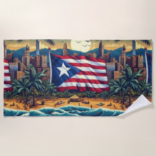 Puerto Rico-Strandtuch mit Flagge Strandtuch