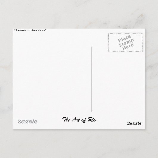 Puerto Rico Sunset Postcard Postkarte (Rückseite)