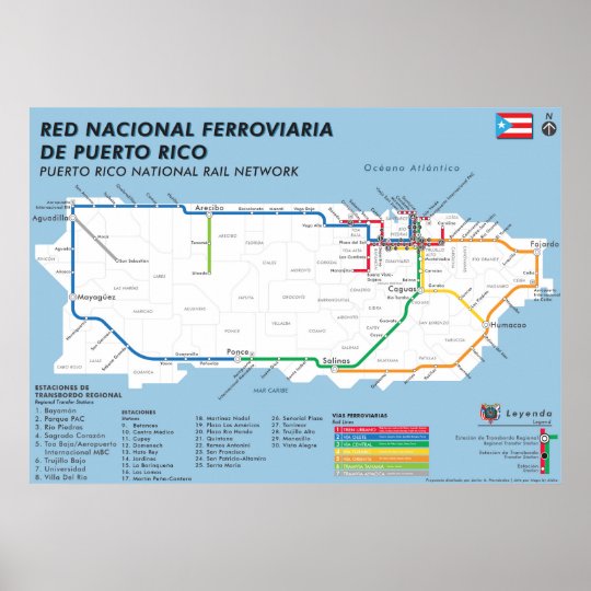 Puerto Rico Tren Nacional Map / National Rail Map Poster | Zazzle.de