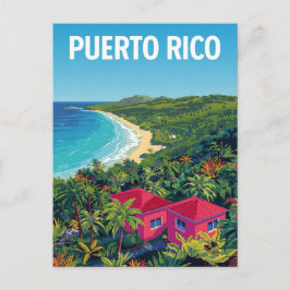 Puerto Rico Tropical Beach Retro Postkarte