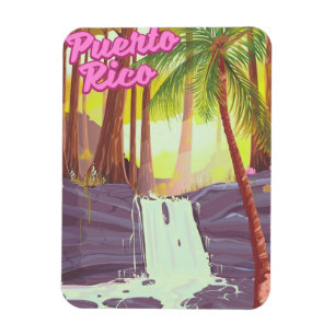 Puerto Rico Tropical Palm Reiseplakat Magnet