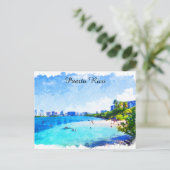 Puerto Rico Tropical Wasserfarben Malerei Postkarte (Stehend Vorderseite)