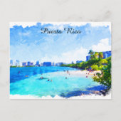 Puerto Rico Tropical Wasserfarben Malerei Postkarte (Vorderseite)