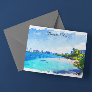 Puerto Rico Tropical Wasserfarben Malerei Postkarte