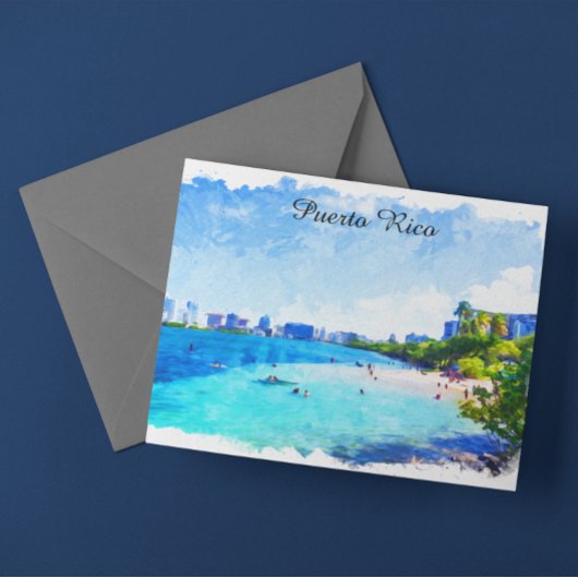Puerto Rico Tropical Wasserfarben Malerei Postkarte
