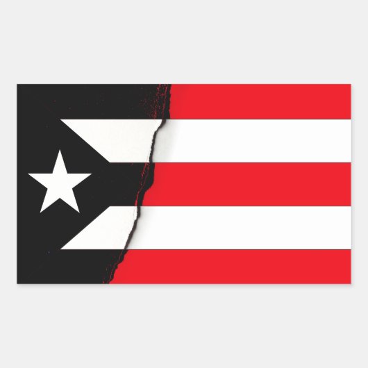 Puerto Rico Unabhängigkeit Schwarz-Weiß-Flagge Rechteckiger Aufkleber (Vorderseite)