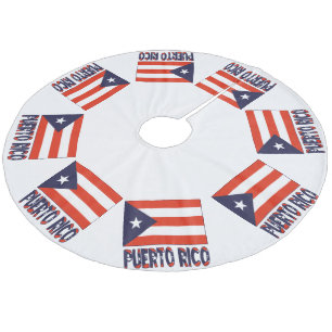 Puerto Rico und puerto-ricanische Flagge Fleece Weihnachtsbaumdecke
