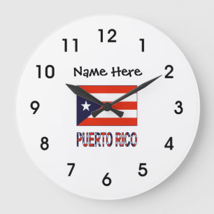 Puerto Rico und puerto-ricanische Flagge mit Ihrem Große Wanduhr