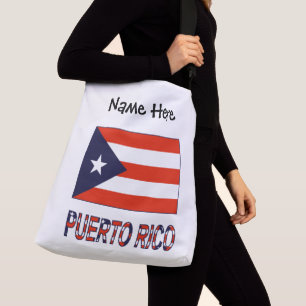 Puerto Rico und puerto-ricanische Flagge mit Ihrem Tragetaschen Mit Langen Trägern