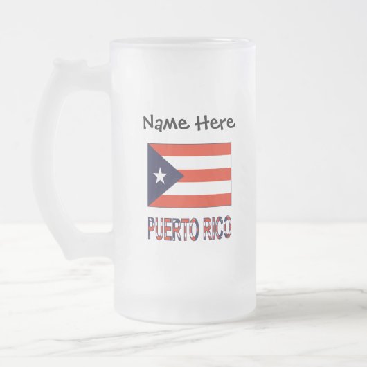 Puerto Rico und Puerto Rico Flag Personalisiert Mattglas Bierglas (Links)