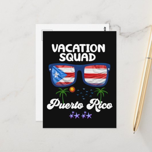 Puerto Rico Vacation Squad Group Matching Postkarte (Vorderseite/Rückseite Beispiel)