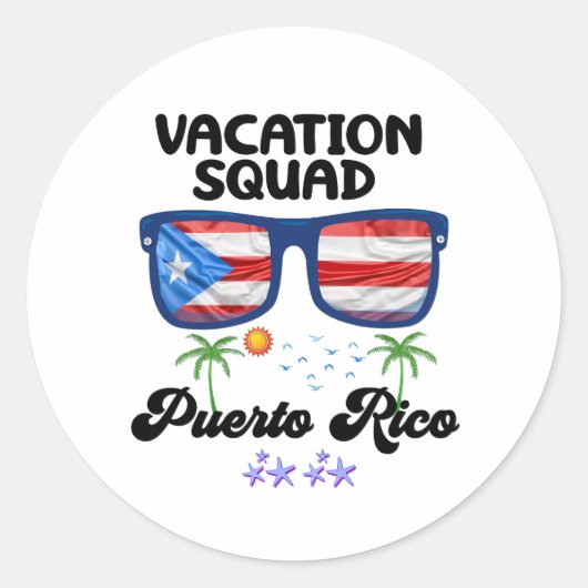 Puerto Rico Vacation Squad Group Matching Runder Aufkleber (Vorderseite)