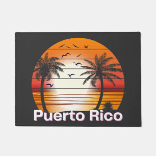 Puerto Rico Vintag Palm Trees Summer Beach Fußmatte