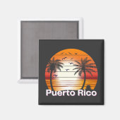 Puerto Rico Vintag Palm Trees Summer Beach Magnet (Vorderseite/Rückseite)