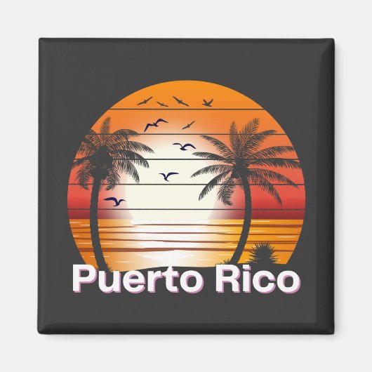 Puerto Rico Vintag Palm Trees Summer Beach Magnet (Vorne)