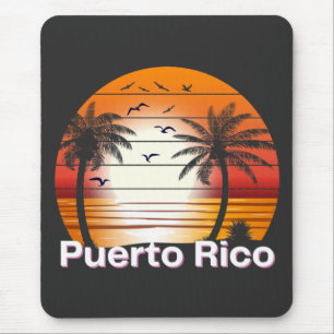 Puerto Rico Vintag Palm Trees Summer Beach Mousepad