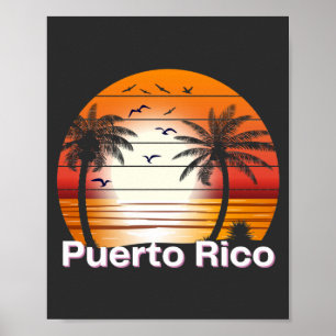 Puerto Rico Vintag Palm Trees Summer Beach Poster